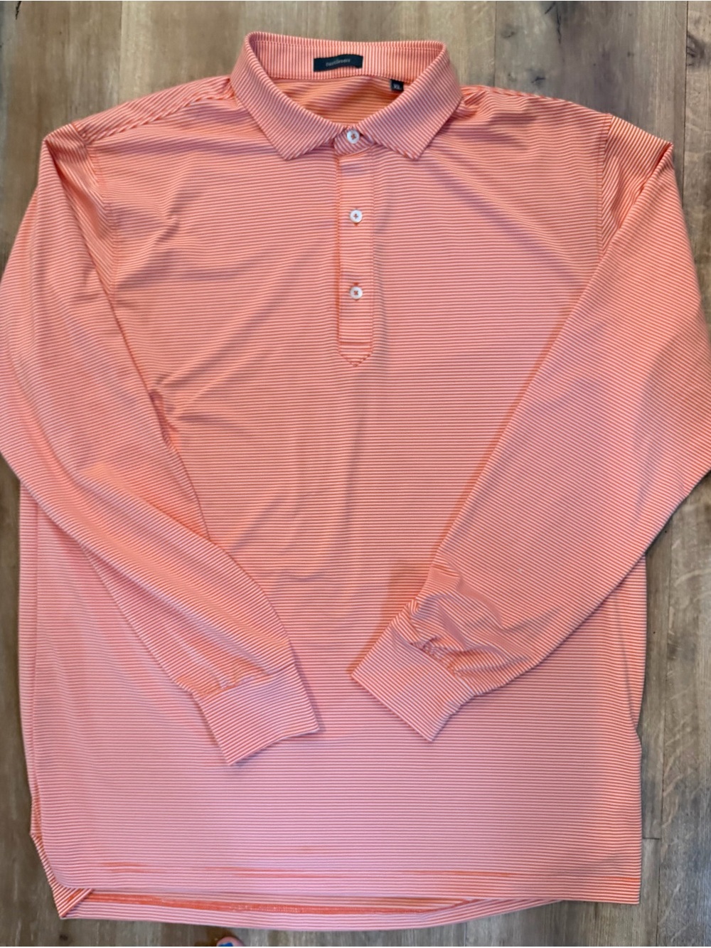 Turtleson Men's Orange Stripe Long-Sleeved Polo Shirt. Size XL.